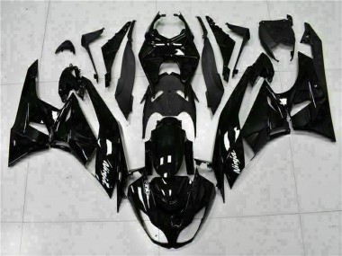 2009-2012 Kawasaki ZX6R Motorcycle Fairings - Glossy Black White Ninja