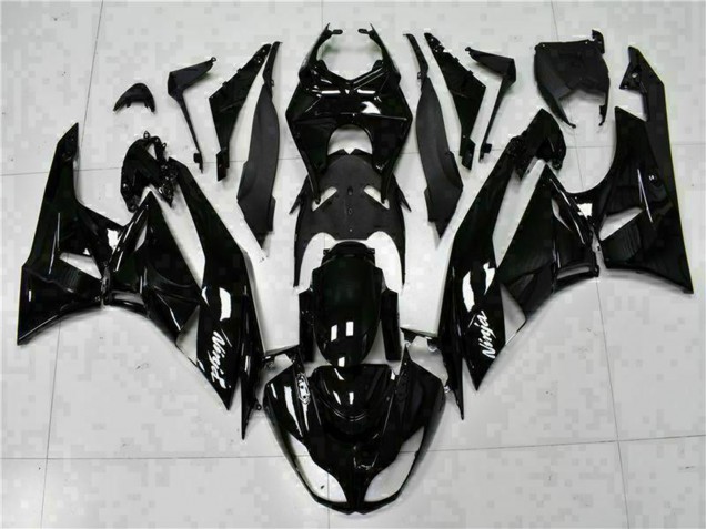 2009-2012 Kawasaki ZX6R Motorcycle Fairings - Glossy Black White Ninja