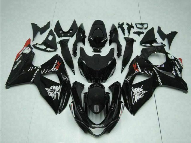 2009-2016 Suzuki GSXR 1000 Motorcycle Fairings - Glossy Black Red Beacon Motul