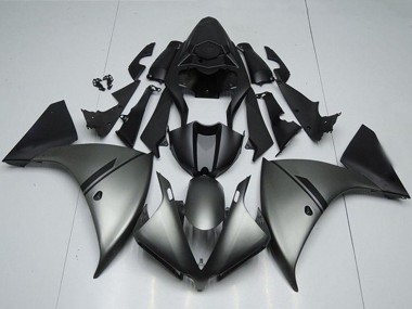 2012-2014 Yamaha YZF R1 Motorcycle Fairings - Matte Grey Matte Black