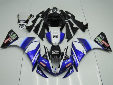 2012-2014 Yamaha YZF R1 Motorcycle Fairings - White Blue Glossy Black Volvo Fimer Yamalube