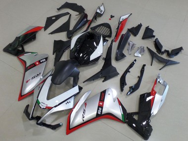 2012-2018 Aprilia RS4 50 125 Motorcycle Fairing - Silver Red Glossy Black
