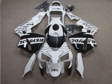 2003-2004 Honda CBR600RR Motorcycle Fairings - White Glossy Black Repsol