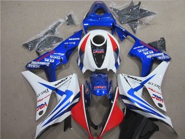 2007-2008 Honda CBR600RR Bike Fairings - White Red Blue HRC