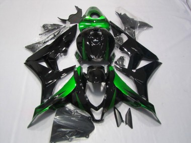 2007-2008 Honda CBR600RR Motorcycle Fairings Kits - Green Glossy Black
