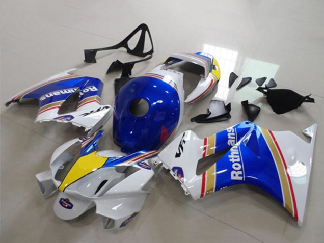 2002-2013 Honda VFR 800 Motorcycle Fairings - White Blue Yellow Rothmans