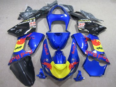 2005-2006 Kawasaki ZX6R Motorcycle Fairings - Blue Yellow Black Red Bull