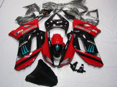 2007-2008 Kawasaki ZX6R Motorcycle Fairings - Red Black Monster