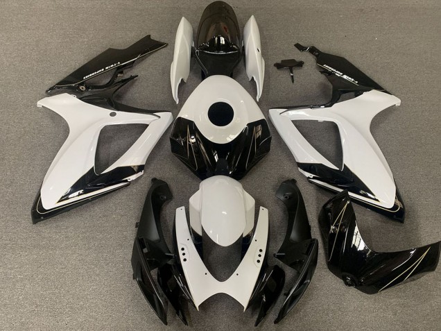 2006-2007 Suzuki GSXR 600 / GSXR 750 Motorcycle Fairings - White Glossy Black