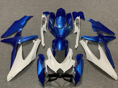 2008-2010 Suzuki GSXR 600 / GSXR 750 Motorcycle Fairings - White Blue