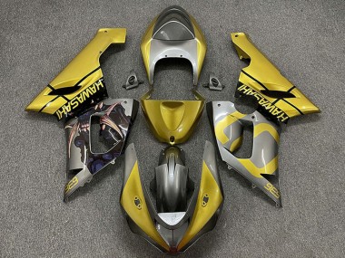 2005-2006 Kawasaki ZX6R Motorcycle Fairings - Gold Silver