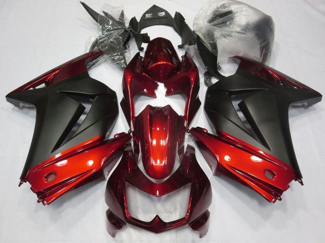 2008-2012 Kawasaki Ninja 250 Motorcycle Fairings - Red Matte Black