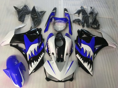 2015-2018 Yamaha R3 Motorcycle Fairings - White Blue Glossy Black Shark