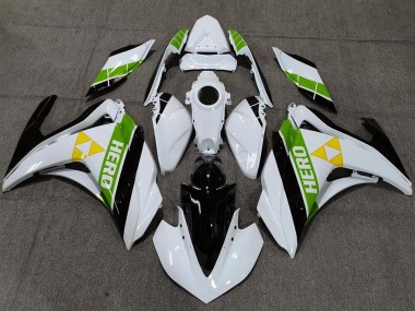 2015-2018 Yamaha R3 Motorcycle Fairings - White Green Glossy Black