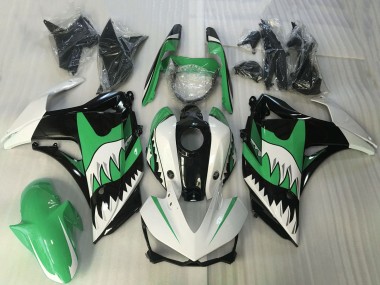 2015-2018 Yamaha R3 Motorcycle Fairing - White Green Black Shark