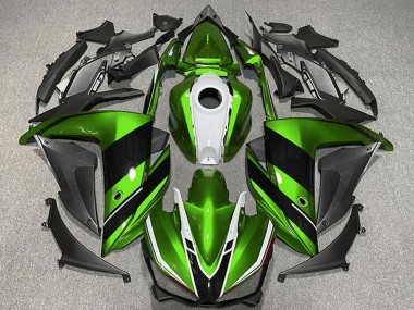 2015-2018 Yamaha R3 Motorcycle Fairings - Green White Glossy Black