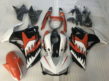 2015-2018 Yamaha R3 Motorcycle Fairings - White Orange Glossy Black Shark