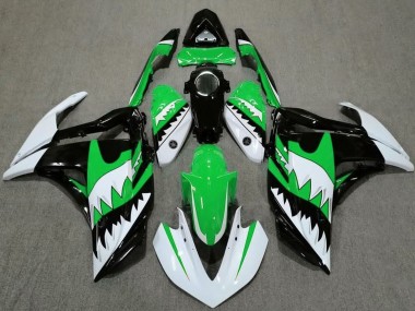 2015-2018 Yamaha R3 Motorcycle Fairings - White Green Black Shark