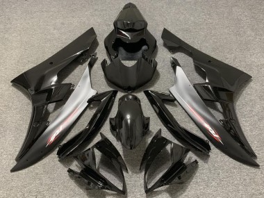 2006-2007 Yamaha R6 Motorcycle Fairings - Glossy Black Silver