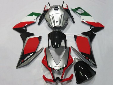 2012-2018 Aprilia RS4 125 Motorcycle Fairings - Silver Red Glossy Black