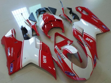 2007-2014 Ducati 848 1098 1198 Motorcycle Fairings - Red White Air Generali Tim