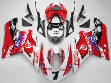 2007-2014 Ducati 848 1098 1198 Motorcycle Fairings - White Red Blue Glossy Black Ficc Fiamm 7
