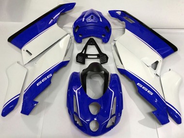 2003-2004 Ducati 999 Motorcycle Fairings - White Blue Black