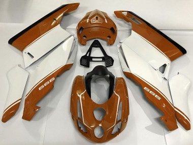 2003-2004 Ducati 999 Motorcycle Fairings - White Brown Black