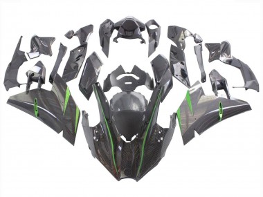 2015-2022 Kawasaki Ninja H2 Motorcycle Fairings - Black Carbon Fiber Green