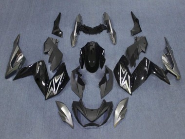 2015-2016 Kawasaki Z250/Z300 Motorcycle Fairings - Glossy Black Silver