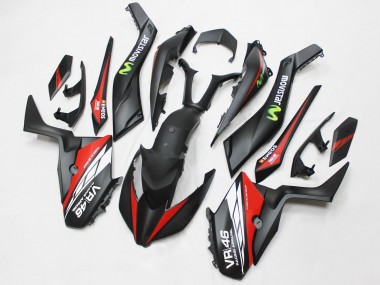 2017-2021 Yamaha XMAX300 Motorcycle Fairings - Matte Black Red MoviStar ENEOS 46