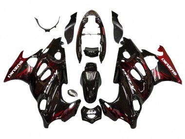 2004-2006 Suzuki GSX600F/GSX750F Motorcycle Fairings - Glossy Black Red Flame