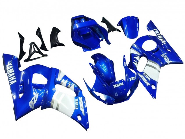1998-2002 Yamaha YZF 600 R6 Motorcycle Fairings - Blue White