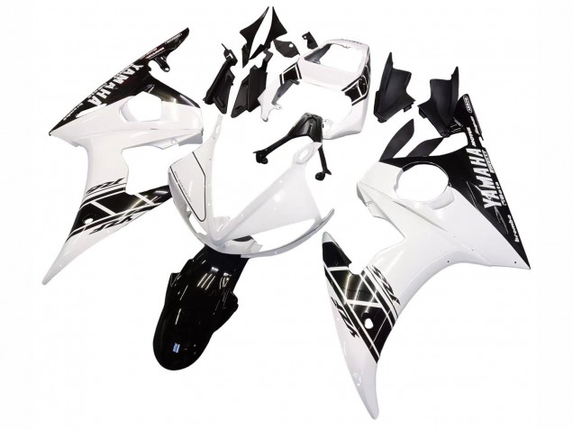 2003-2004 Yamaha YZF R6 Motorcycle Fairing - White Glossy Black