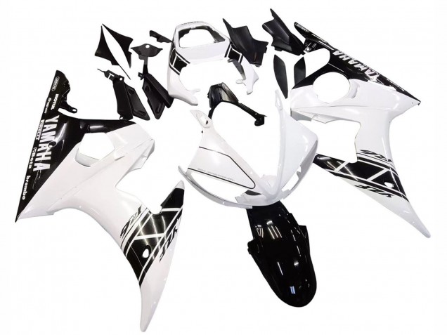 2003-2004 Yamaha YZF R6 Motorcycle Fairing - White Glossy Black