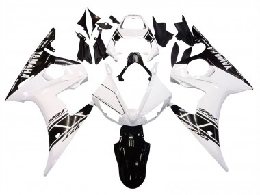 2003-2004 Yamaha YZF R6 Motorcycle Fairing - White Glossy Black