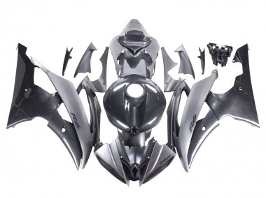2008-2016 Yamaha YZF 600 R6 Motorcycle Fairings - Grey Black Carbon Fiber Style