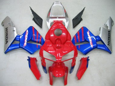 2005-2006 Honda CBR600RR Motorcycle Fairings - Red Blue Silver