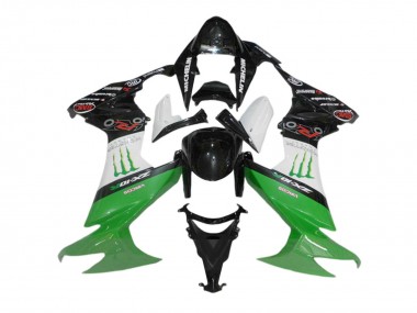 2008-2010 Kawasaki ZX10R Motorcycle Fairings - Glossy Black White Green Monster