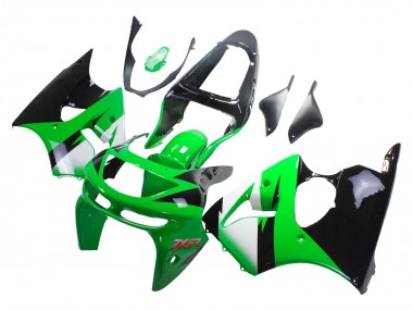 1998-1999 Kawasaki ZX6R Motorcycle Fairings - Green White Glossy Black