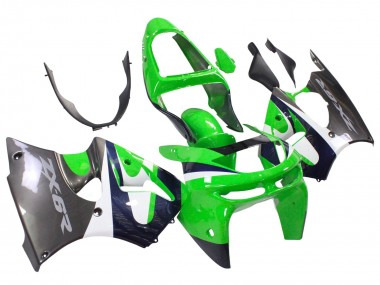 1998-1999 Kawasaki ZX6R Motorcycle Fairings - Green White Dark Blue Silver