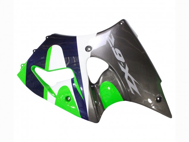 1998-1999 Kawasaki ZX6R Motorcycle Fairings - Green White Dark Blue Silver