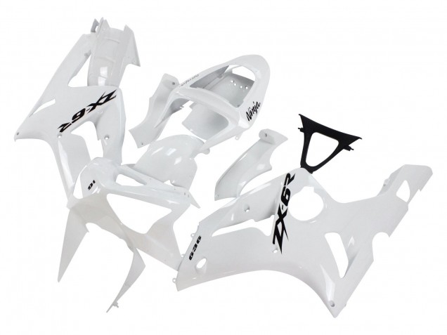 2003-2004 Kawasaki ZX6R Motorcycle Fairings - White Black Decals
