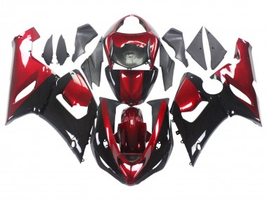 2005-2006 Kawasaki ZX6R Motorcycle Fairing - Red Glossy Black