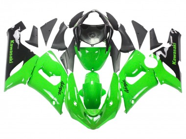 2005-2006 Kawasaki ZX6R Motorcycle Fairings - Green Black Ninja