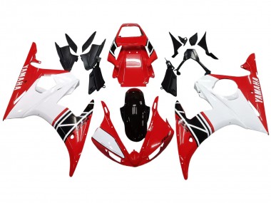 2003-2004 Yamaha YZF R6 Motorcycle Fairing - White Red Glossy Black