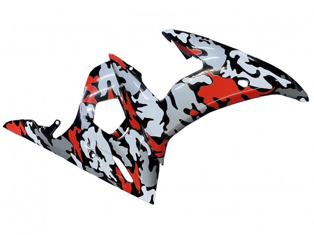 2003-2004 Yamaha YZF R6 Motorcycle Fairings - Black Red Grey Camouflage