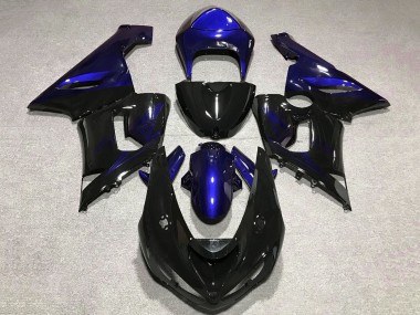 2005-2006 Kawasaki ZX6R Motorcycle Fairing - Blue Glossy Black