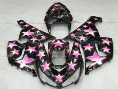 2005-2006 Kawasaki ZX6R Motorcycle Fairings - Black Pink Star
