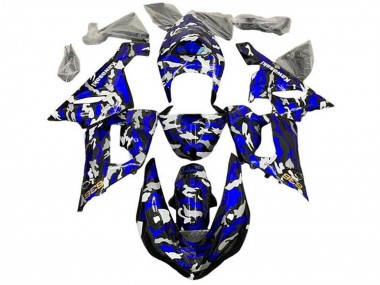 2005-2006 Kawasaki ZX6R Motorcycle Fairings - Blue Camouflage